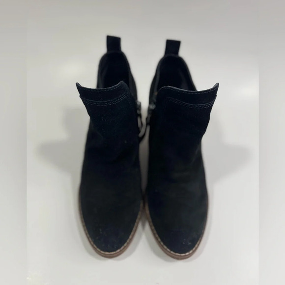 Sam Edelman Women’s Size 6 Black Suede ‘Mathia’ Stacked Heel Side Zip Ankle Boot - Picture 1 of 12